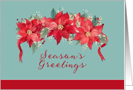 Season’s Greetings, Poinsettia garland, Painting card