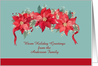 Merry Christmas, Customizable, Poinsettias card