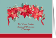 Merry Christmas, Customizable, Poinsettias card