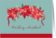 Merry Christmas in Scottish Gaelic, Nollaig Chridheil, Poinsettias card