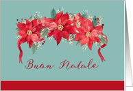 Merry Christmas in Italian, Buon Natale, Poinsettias card