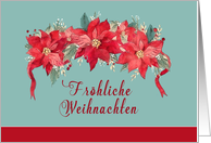 Merry Christmas in German, Frhliche Weihnachten, Poinsettias card