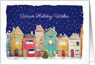 Warm Holiday Wishes, Christmas Card, Illustration card