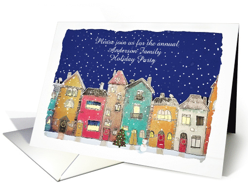 Customizable Christmas Holiday Party Invitation, Illustration card