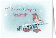 Peace and Joy to our Nursing Staff, Business Christmas Card, Robin card