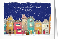 Customizable Christmas Card, Illustration Houses, Snowman card