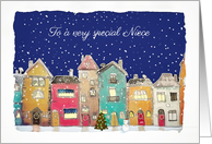 To a special Niece, Merry Christmas, Illustration Houses card