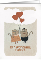 To a wonderful Fiancee, Valentine’s Day, two Cats with Hearts card