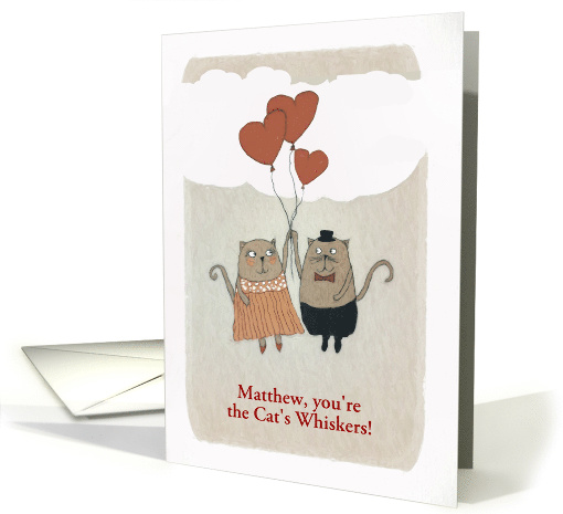 Customize for any Relation, Valentine's Day, two Cats with Hearts card