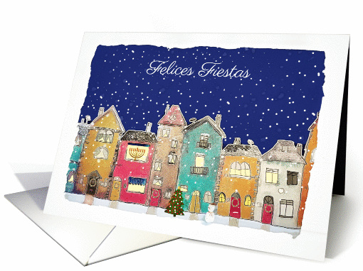 Felices Fiestas, Interfaith Christmas and Hanukkah in Spanish card