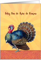 Happy Thanksgiving in Portuguese, Feliz dia de ao de graas, Turkey card