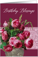 Birthday Blessings, Scripture, Numbers 6:24, Pink Roses, Painting card