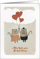Happy Wedding Anniversary in German, Hochzeitstag, Two Cats card