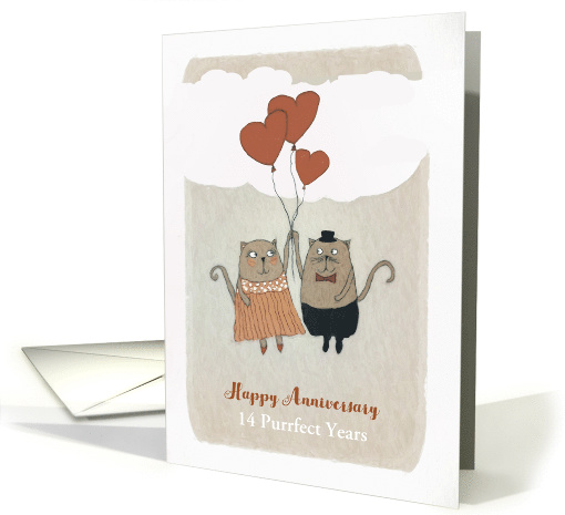 Years Customizable, Happy Wedding Anniversary, Illustration, Cats card