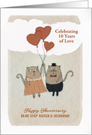Years Customizable, Happy Wedding Anniversary, Step Sister & Husband card
