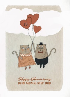 Customize, Happy Wedding Anniversary, Mom and Step Dad, Cats