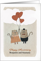 Happy Wedding Anniversary, Customize for any Name, Cats card