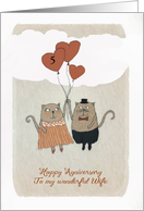 Happy 5th Wedding Anniversary to my wonderful Wife, Customize, Cats card