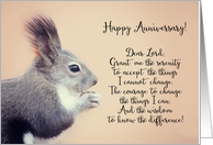 Happy Anniversary, Serenity Prayer, 12 Steps, Praying Squirrel card