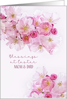 Mom and Dad, Blessings at Easter, Cherry Blossoms, Scripture card