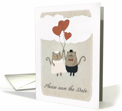 Please save the Date, Wedding, Two Cats in Love, card (1420176)