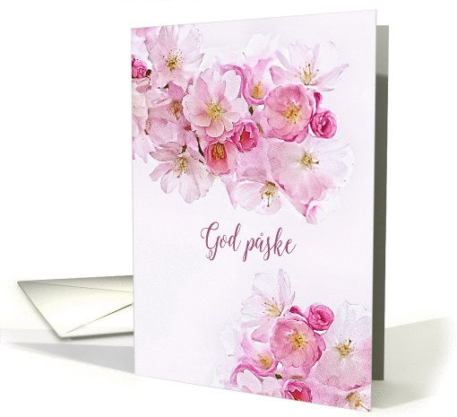 Happy Easter in Danish, Pink Cherry Blossoms card (1420920)