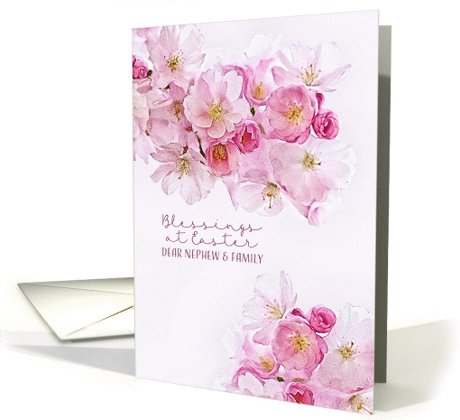 Blessings at Easter, Dear Nephew and Family, Cherry Blossoms card