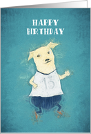 Happy Birthday, Fitness, Running Dog, Illustration card