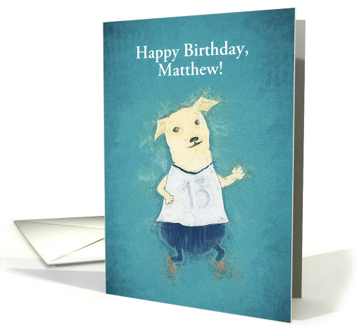 Happy Birthday, Customizable, Fitness, Running Dog, Illustration card