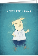 Congratulations on running a Marathon, Running Dog, Illustration card