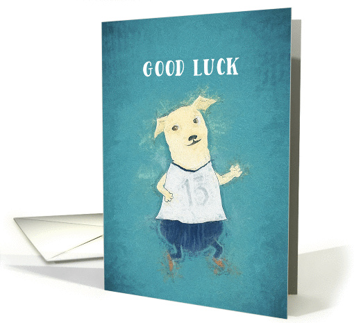 Good Luck on running a Marathon, Running Dog, Illustration card