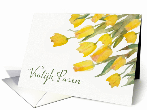 Happy Easter in Dutch, Tulips, Watercolor Painting card (1425786)