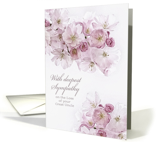 With deepest Sympathy, Loss of Great Uncle, White Blossoms card