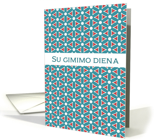 Happy Birthday in Lithuanian, Su Gimimo Diena, Teal and... (1428352)