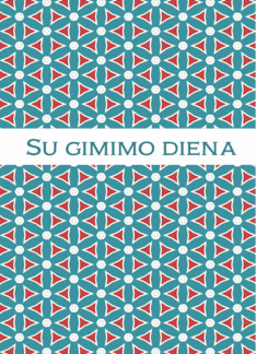 Happy Birthday in Lithuanian, Su Gimimo Diena, Teal and Red Pattern