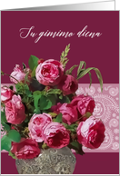 Happy Birthday in Lithuanian, Su Gimimo Diena, Pink and Red Roses card