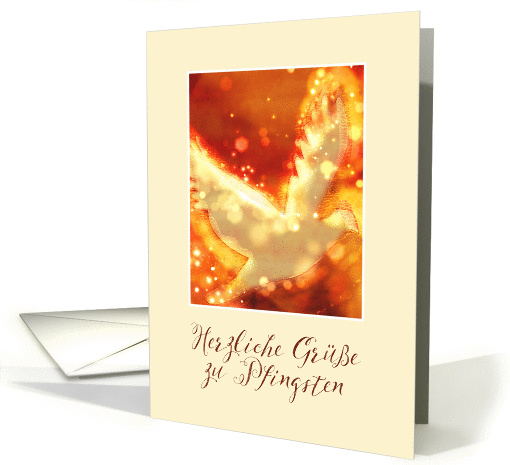 Happy Pentecost in German, Pfingsten, Shimmering Dove card (1430220)