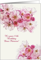 Happy Birthday, Name & Age Customizable, Pink and White Blossoms card