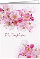 Happy Birthday in Spanish, Feliz cumpleaos, Blossoms card