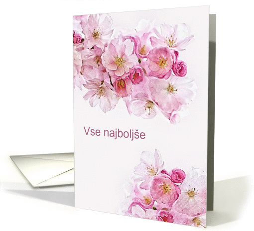 Happy Birthday in Slovenian, Blossoms card (1432112)