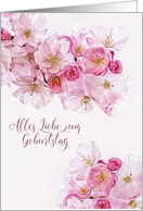 Happy Birthday in German, Alles Liebe zum Geburtstag, Blossoms card