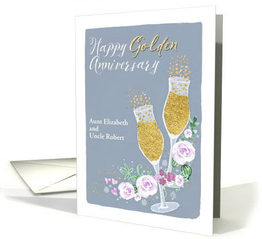 Customizable Aunt and Uncle, Happy Golden Anniversary, Champagne card