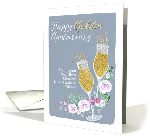 Customizable, Step Sister and Husband, Happy Golden Anniversary card