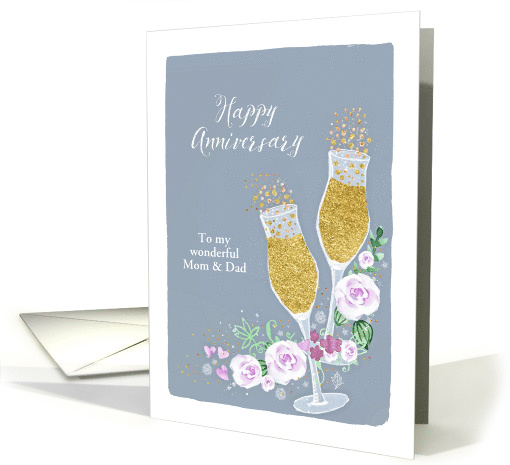 Parents, Customize, Happy Wedding Anniversary, Faux Gold card