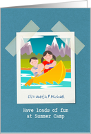 Have Fun at Summer Camp, Customizable Name, Kids in Canoe card