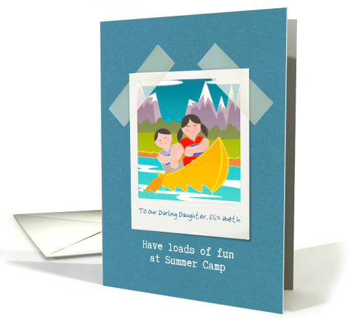 Have Fun at Summer Camp, Customizable, Kids in Canoe card (1437488)