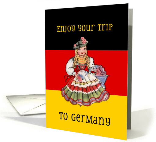 Enjoy your Trip to Germany, German Flag, Vintage German Doll card