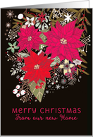 We’ve Moved, Merry Christmas, Poinsettias, Floral card