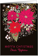 Dear Nephew, Merry Christmas, Poinsettias, Floral card