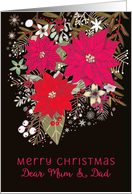 Dear Mum and Dad, Merry Christmas, Poinsettias, Floral card